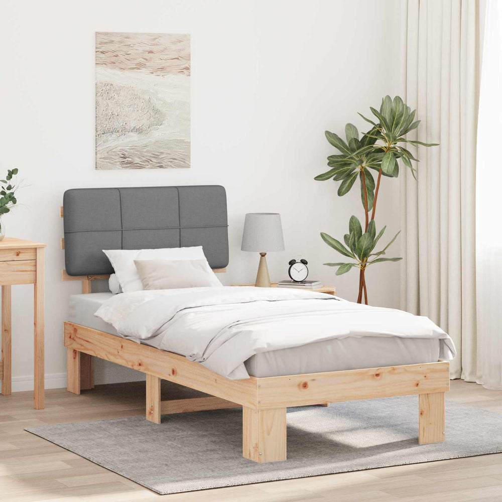 vidaXL Bed Frame with Upholstered Headboard Length 200 cm Natural and Light Grey