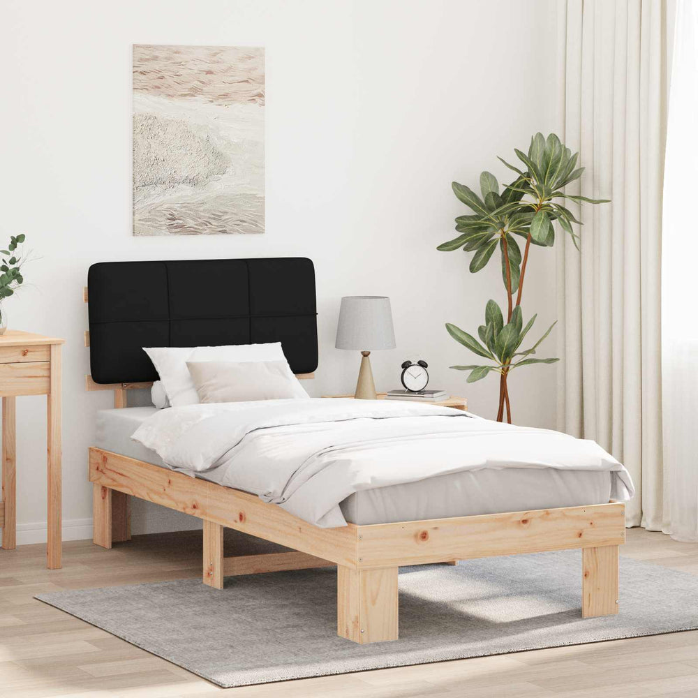 vidaXL Bed Frame with Upholstered Headboard Black Length 200 cm Natural and Black