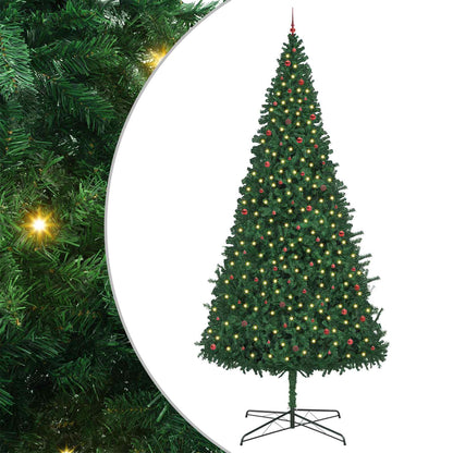 Christmas Tree with Decorative String Lights Green 400 cm PVC with leds &red balls