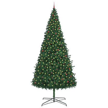 Christmas Tree with Decorative String Lights Green 400 cm PVC with leds &red balls