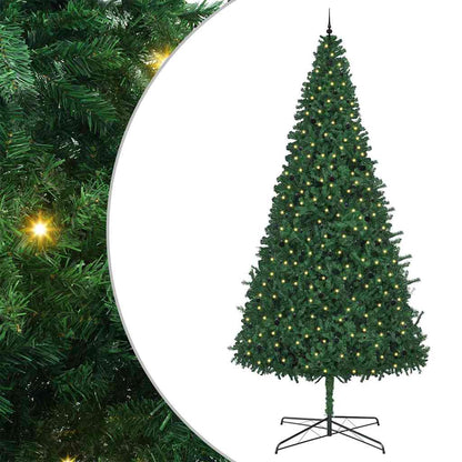 Christmas Tree with Decorative String Lights Green 400 cm PVC with leds &black balls