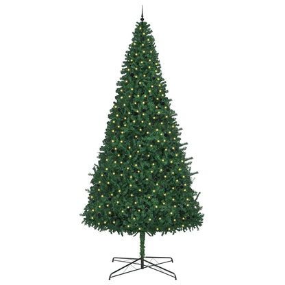 Christmas Tree with Decorative String Lights Green 400 cm PVC with leds &black balls