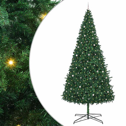 Christmas Tree with Decorative String Lights Green 400 cm PVC with leds &pink balls