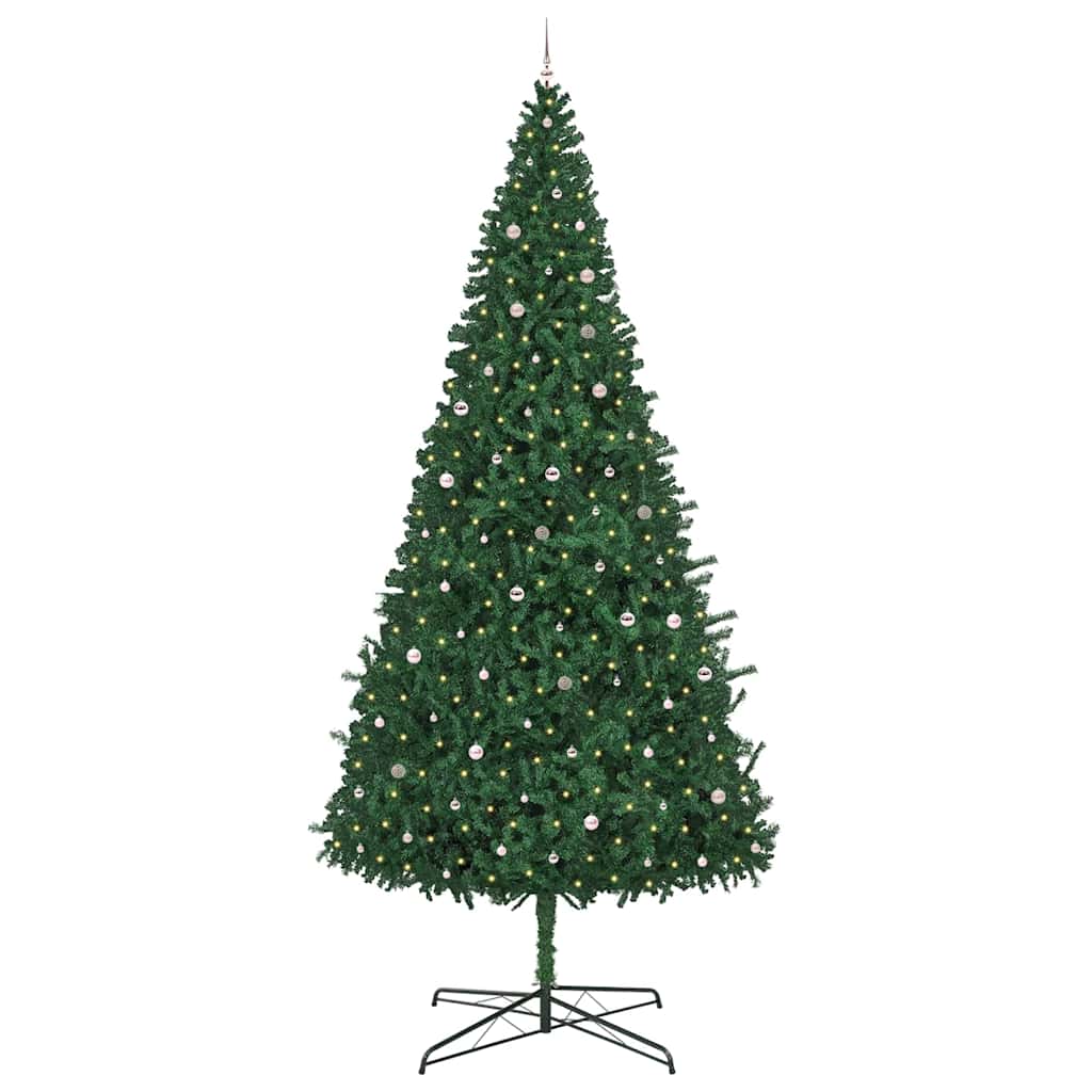 Christmas Tree with Decorative String Lights Green 400 cm PVC with leds &pink balls
