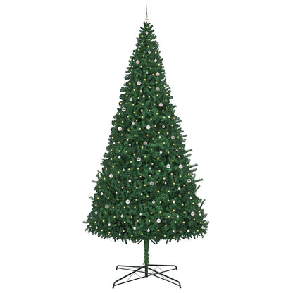 Christmas Tree with Decorative String Lights Green 400 cm PVC with leds &pink balls