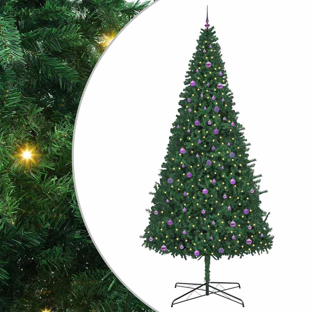 Christmas Tree with Decorative String Lights Green 400 cm PVC with leds &lilac balls