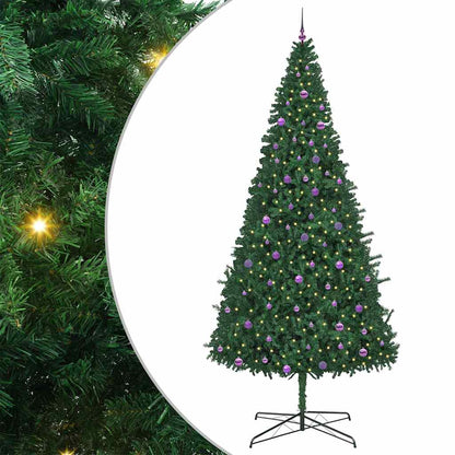 Christmas Tree with Decorative String Lights Green 400 cm PVC with leds &lilac balls