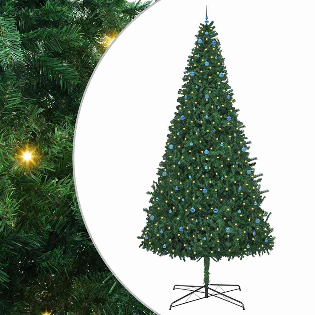 Christmas Tree with Decorative String Lights Green 400 cm PVC with leds &blue balls
