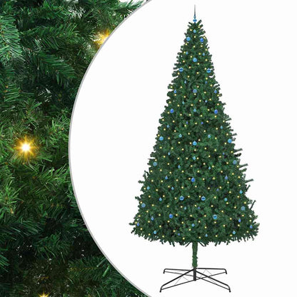 Christmas Tree with Decorative String Lights Green 400 cm PVC with leds &blue balls