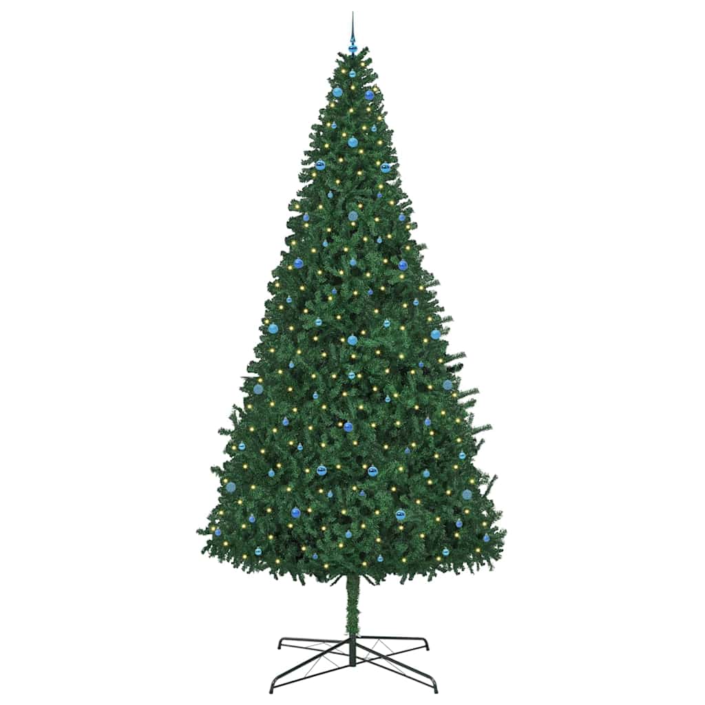 Christmas Tree with Decorative String Lights Green 400 cm PVC with leds &blue balls