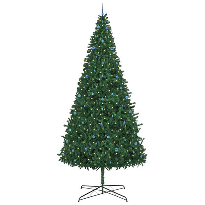 Christmas Tree with Decorative String Lights Green 400 cm PVC with leds &blue balls