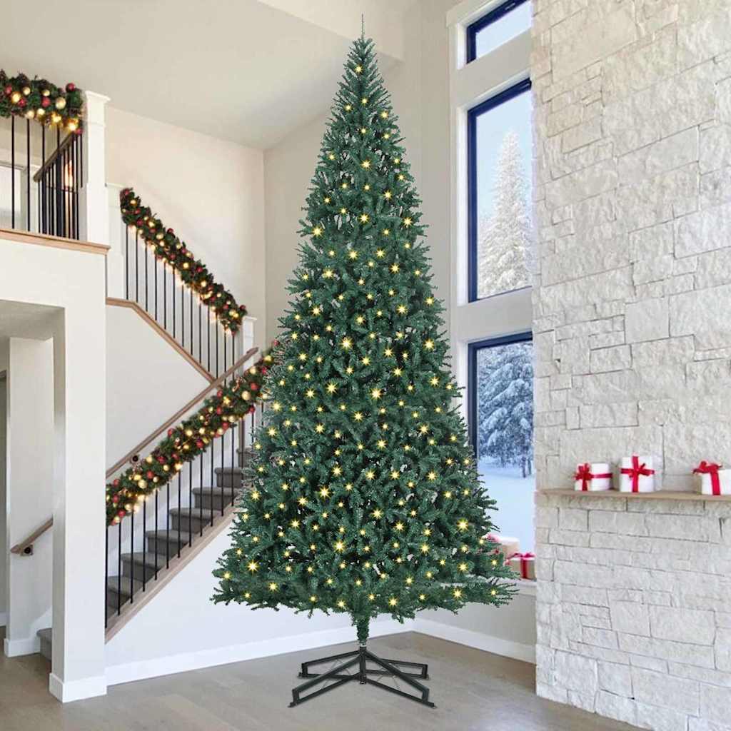 vidaXL Artificial Pre-lit Christmas Tree Green 500 cm PVC 1
