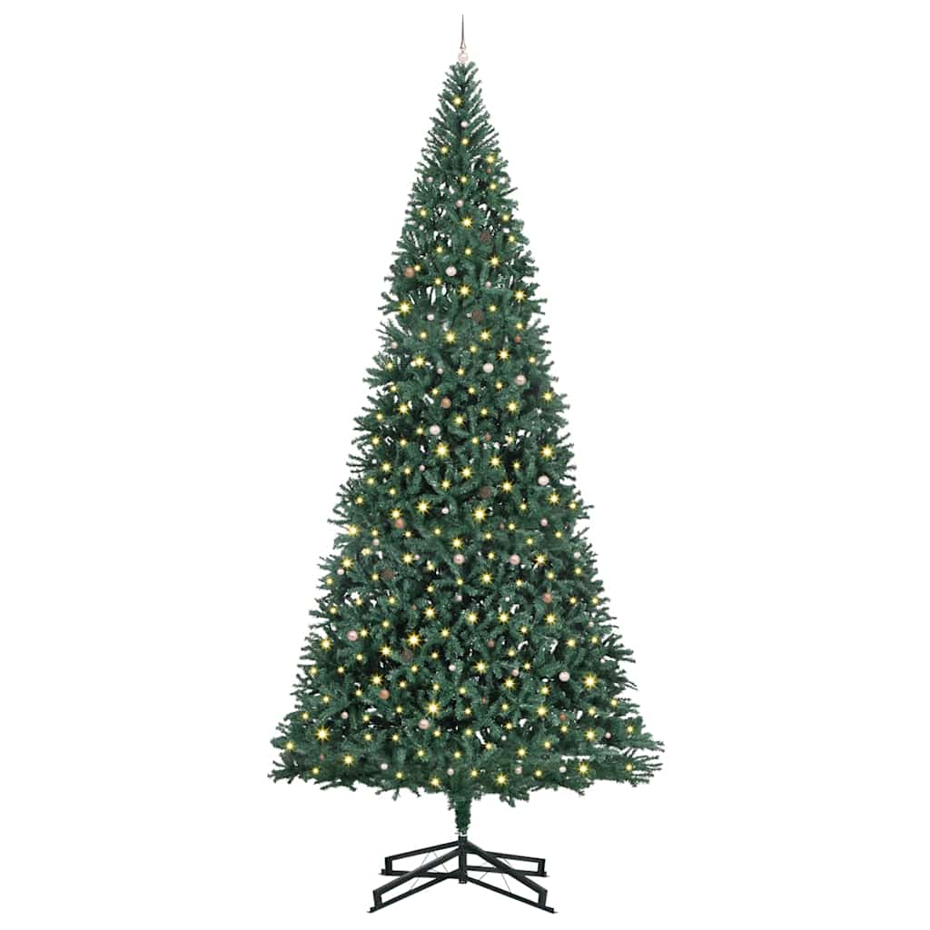 Artificial Pre-lit Christmas Tree with Ball Set Green 500 cm with leds &rose gold balls