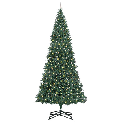 Artificial Pre-lit Christmas Tree with Ball Set Green 500 cm with leds &rose gold balls
