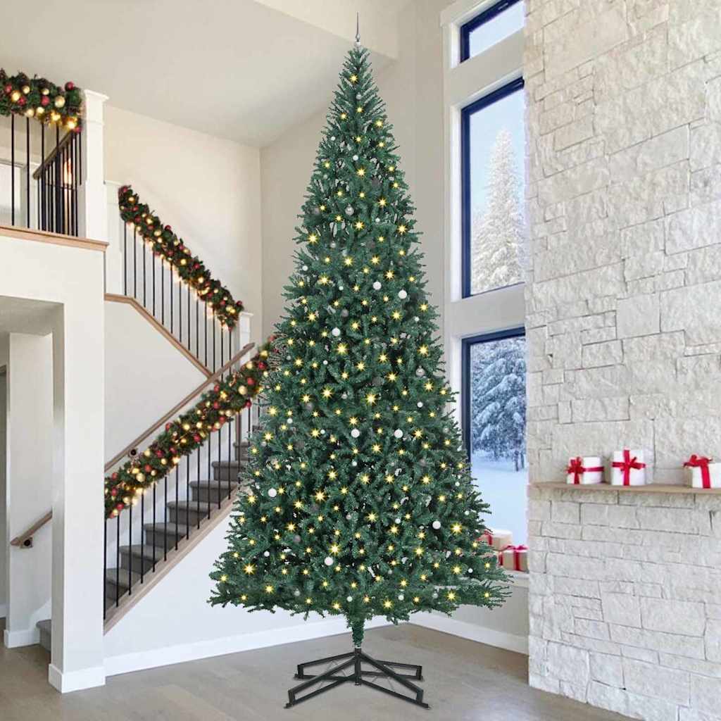 vidaXL Artificial Pre-lit Christmas Tree with Ball Set Green 500 cm 1