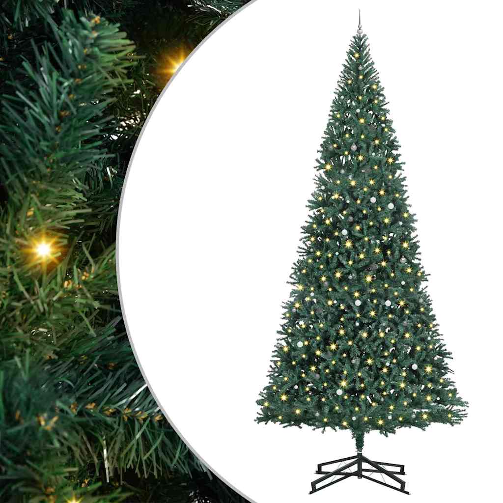 vidaXL Artificial Pre-lit Christmas Tree with Ball Set Green 500 cm 2
