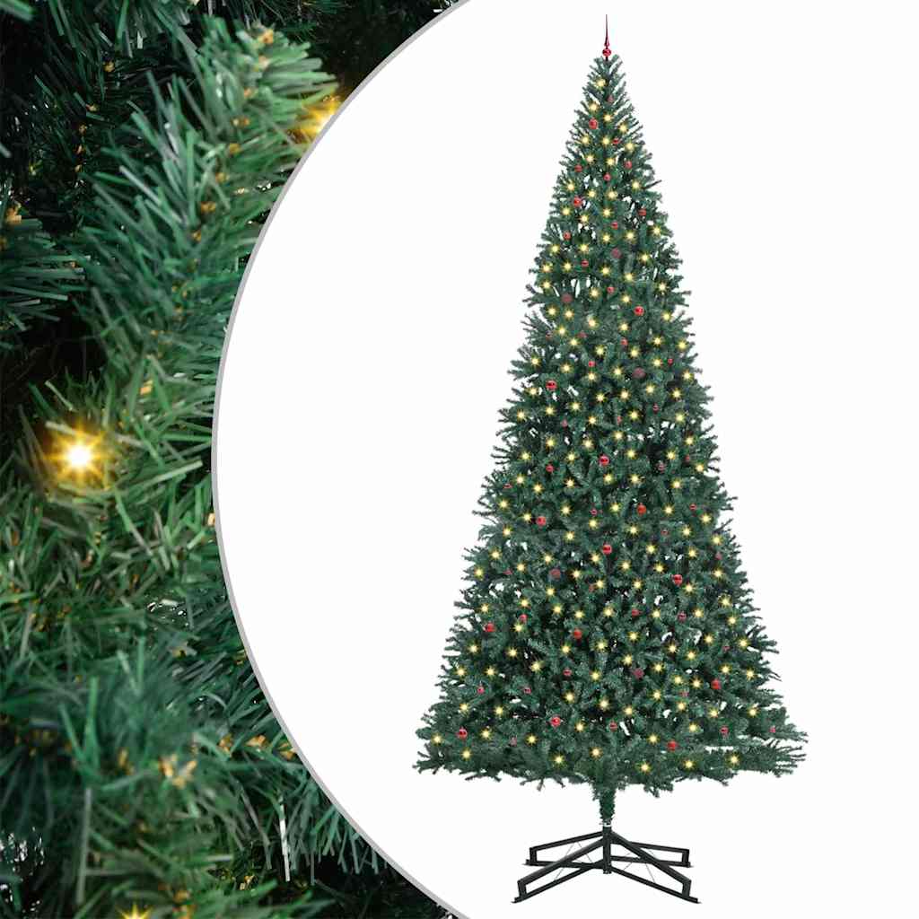 Artificial Pre-lit Christmas Tree with Ball Set Green 500 cm with leds &red balls