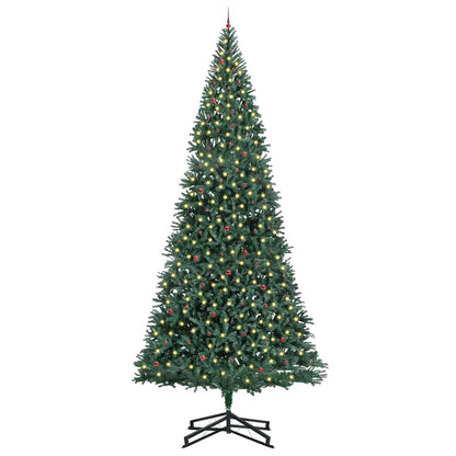 Artificial Pre-lit Christmas Tree with Ball Set Green 500 cm with leds &red balls