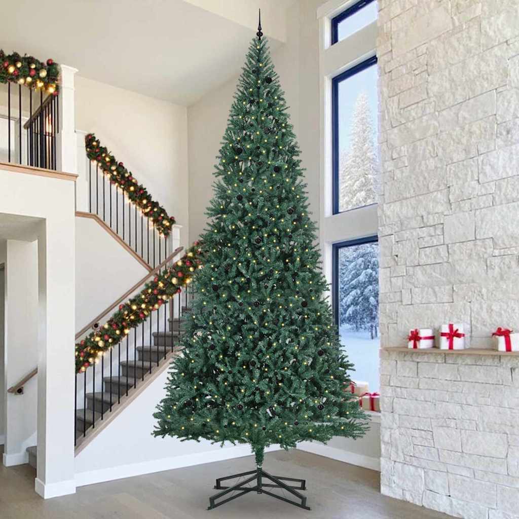 Artificial Pre-lit Christmas Tree with Ball Set Green 500 cm with leds &black balls