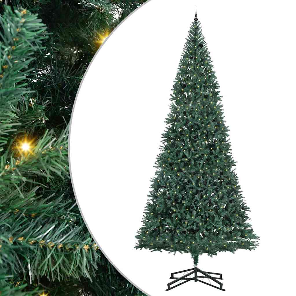 vidaXL Artificial Pre-lit Christmas Tree with Ball Set Green 500 cm 2