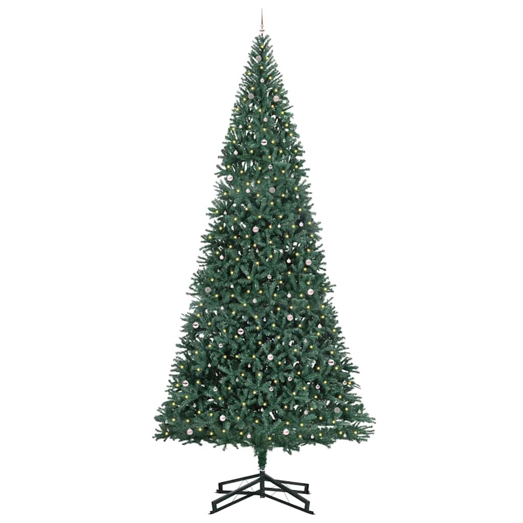 Artificial Pre-lit Christmas Tree with Ball Set Green 500 cm with leds &pink balls