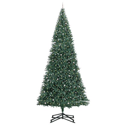 Artificial Pre-lit Christmas Tree with Ball Set Green 500 cm with leds &pink balls