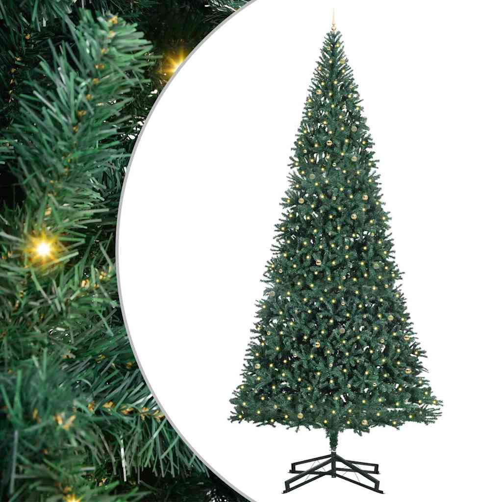 vidaXL Artificial Pre-lit Christmas Tree with Ball Set Green 500 cm 2