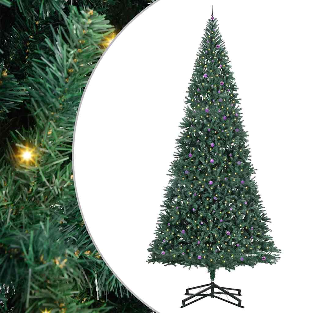 vidaXL Artificial Pre-lit Christmas Tree with Ball Set Green 500 cm 2