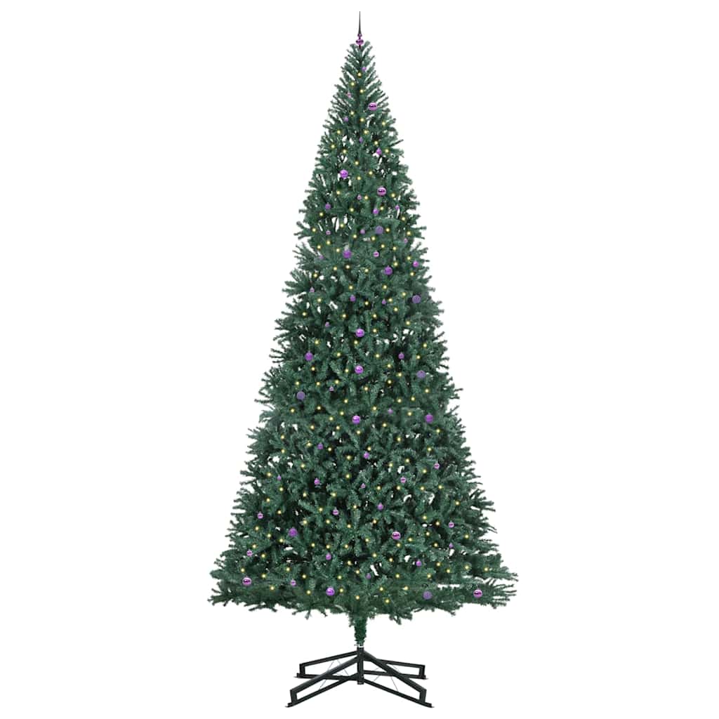 Artificial Pre-lit Christmas Tree with Ball Set Green 500 cm with leds &lilac balls