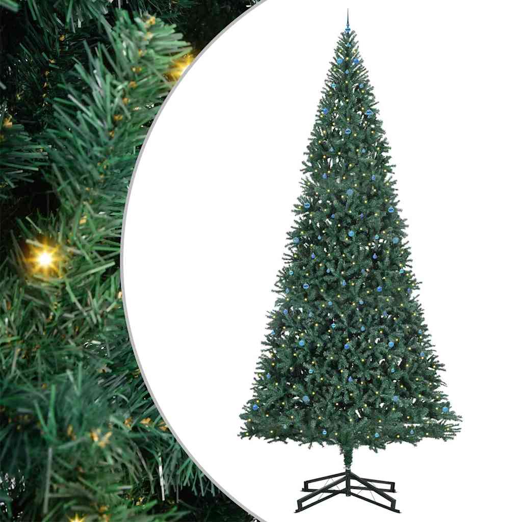 Artificial Pre-lit Christmas Tree with Ball Set Green 500 cm with leds &blue balls