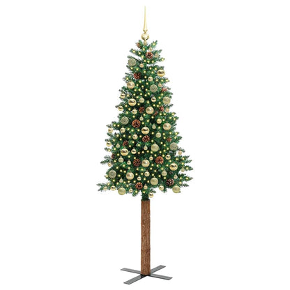 vidaXL Slim Christmas Tree Green 180 cm PVC and Solid Pine wood 3
