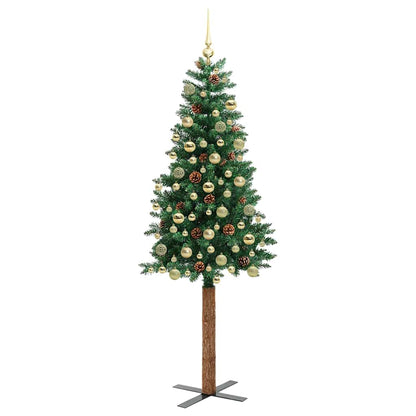 vidaXL Slim Christmas Tree Green 180 cm PVC and Solid Pine wood 4