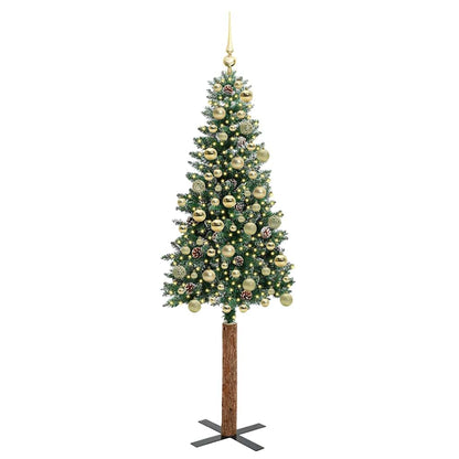 vidaXL Slim Christmas Tree Green 180 cm PVC and Solid Pine wood 3