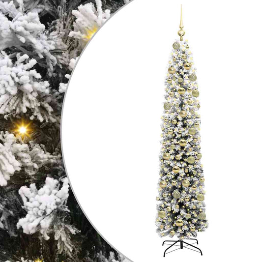 vidaXL Artificial Christmas Tree Green and White 180 cm 2