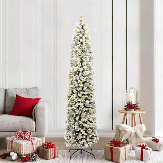 vidaXL Artificial Christmas Tree Green and White 210 cm 1