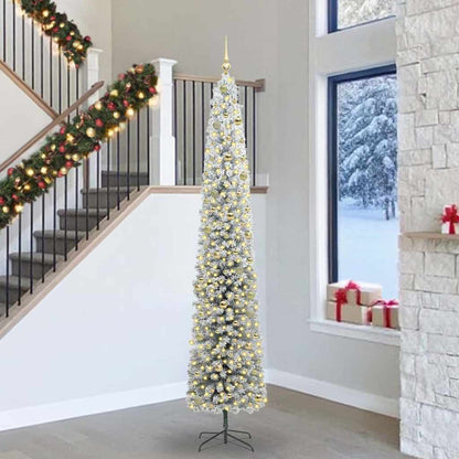 Artificial Christmas Tree Green Green and White 270 cm with 300 LEDs & 120 gold balls