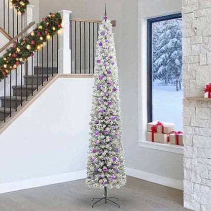 Artificial Christmas Tree Green Green and White 270 cm with 300 LEDs & 120 lilac balls