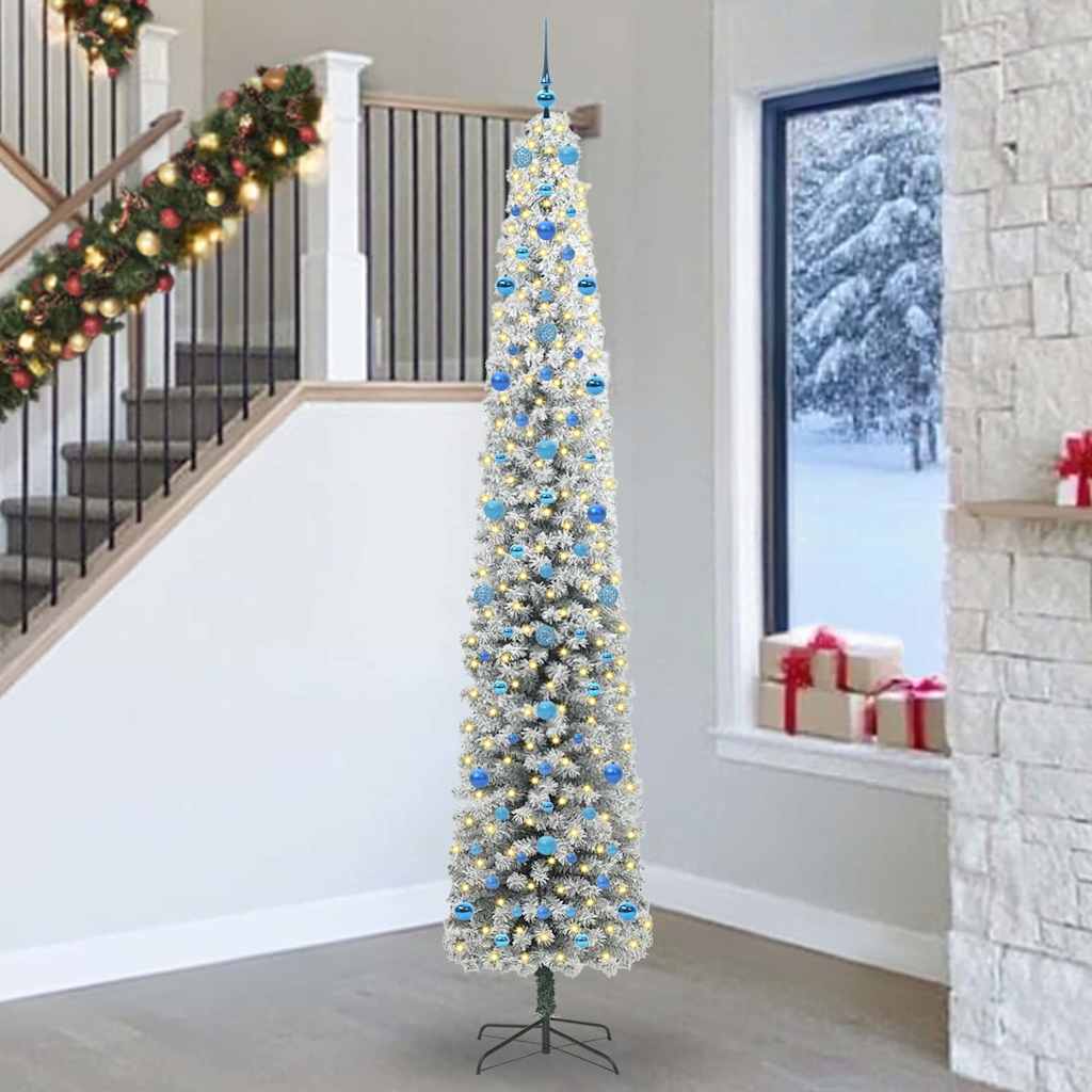 Artificial Christmas Tree Green Green and White 270 cm with 300 LEDs & 120 blue balls