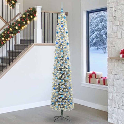 Artificial Christmas Tree Green Green and White 270 cm with 300 LEDs & 120 blue balls