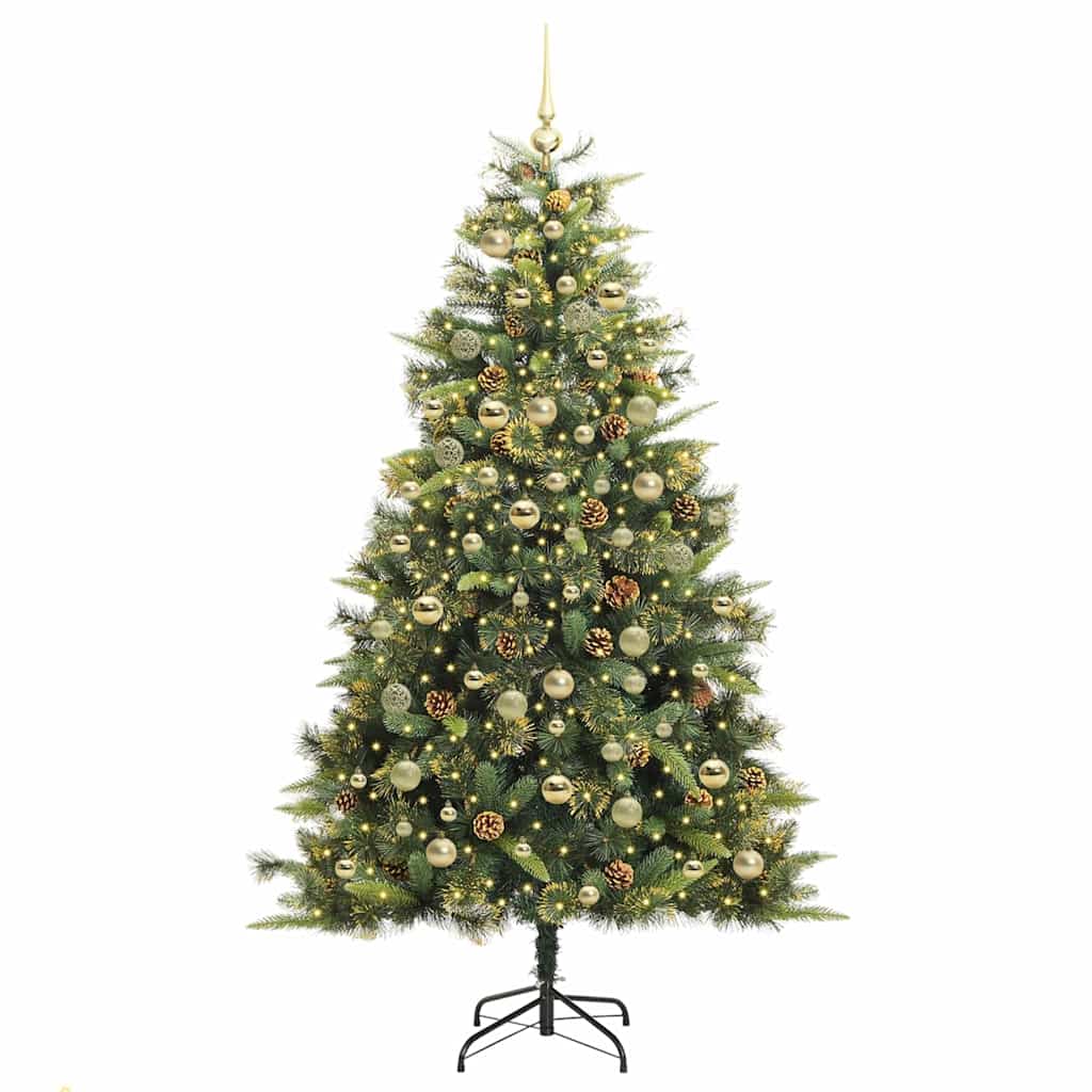 vidaXL Artificial Hinged Christmas Tree with Cones Green 180 cm 3