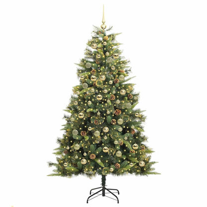 vidaXL Artificial Hinged Christmas Tree with Cones Green 180 cm 3