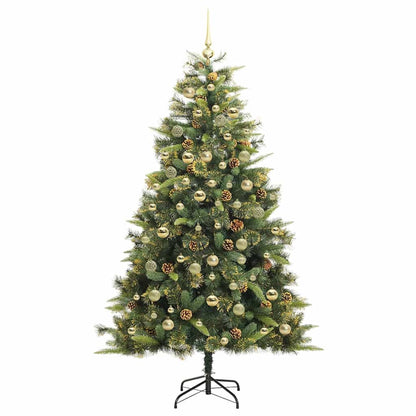 vidaXL Artificial Hinged Christmas Tree with Cones Green 180 cm 4