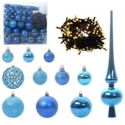 Artificial Hinged Christmas Tree with Cones Green 180 cm with LEDs&blue balls