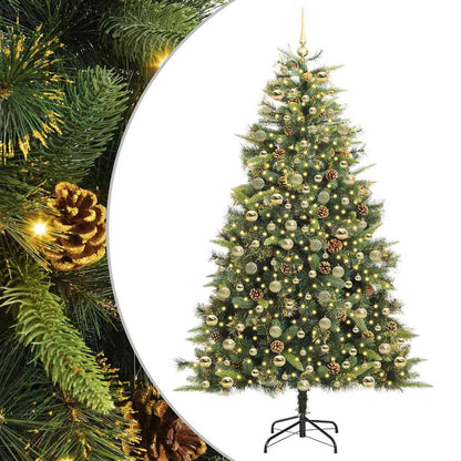 vidaXL Artificial Hinged Christmas Tree with Cones Green 210 cm 2