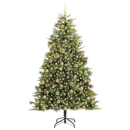 vidaXL Artificial Hinged Christmas Tree with Cones Green 210 cm 3