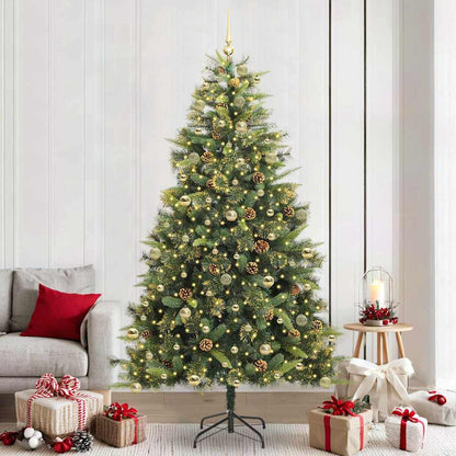vidaXL Artificial Hinged Christmas Tree with Cones Green 240 cm 1