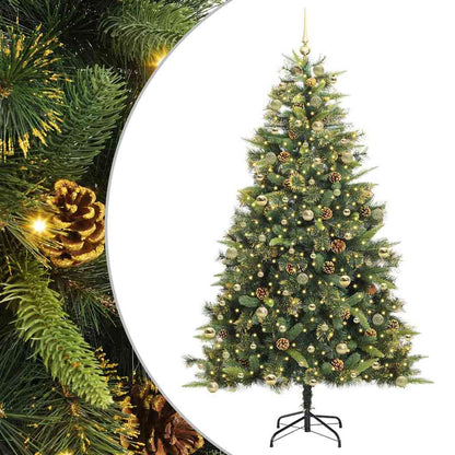 vidaXL Artificial Hinged Christmas Tree with Cones Green 240 cm 2