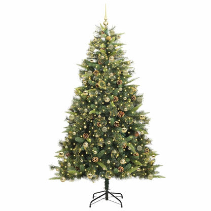 vidaXL Artificial Hinged Christmas Tree with Cones Green 240 cm 3