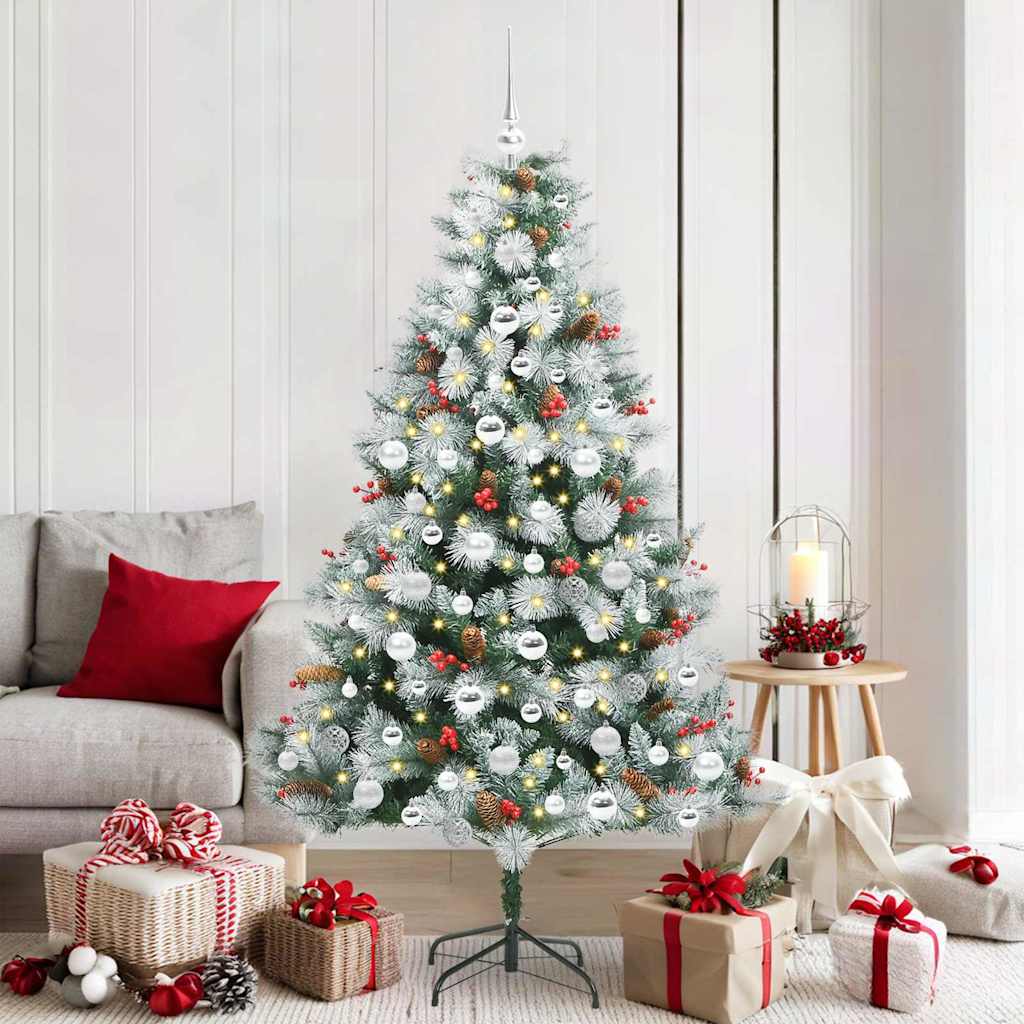 vidaXL Artificial Christmas Tree Green and white 180 cm 1