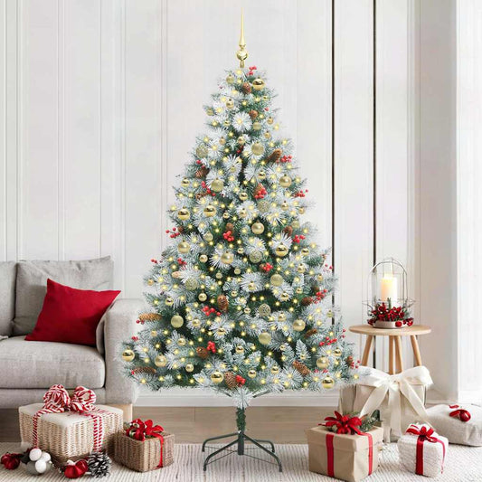 vidaXL Artificial Christmas Tree Green and white 210 cm 1